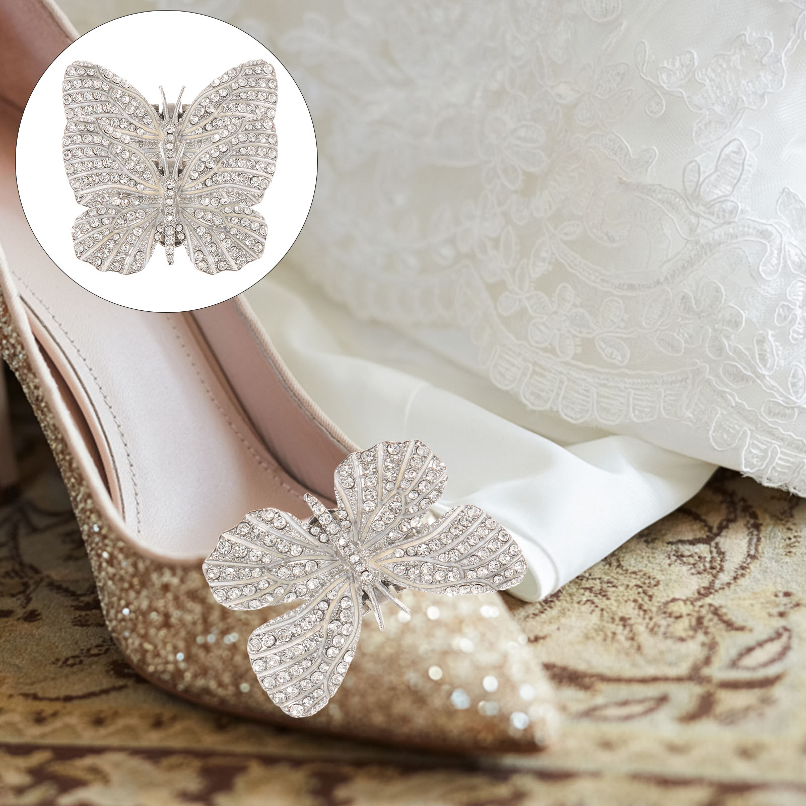 1 Pair Bride Shoe Clips Butterfly Shoe Decorations Wedding Rhinestone Shoe  Clips 